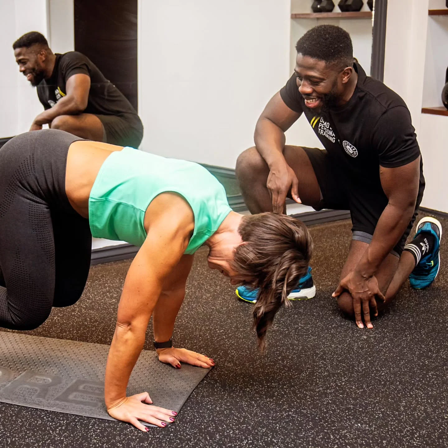 Ross and Hannah doing mountain climbers
